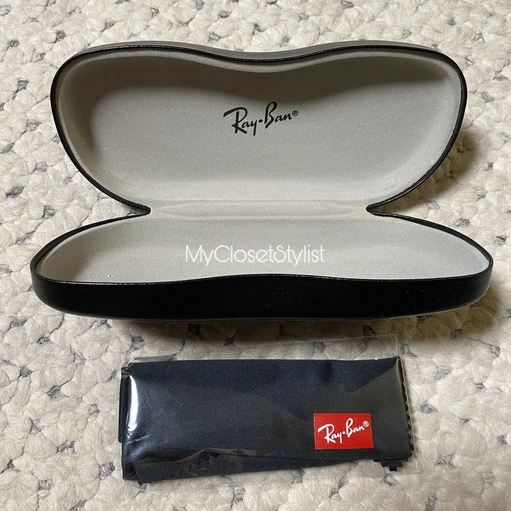 RAY-BAN Black Sunglasses Case + Cleaning Cloth NEW & Authentic
